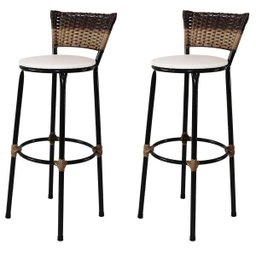 Kit 2 Banquetas Bistrô Aço Junco Sintetico Degrade Assento Branco - 1