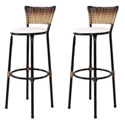 Kit 2 Banquetas Bistrô Aço Junco Sintetico Degrade Assento Branco - 2