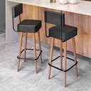 Ver imagem 2 de Kit 04 Banquetas Alta para Cozinha Área Gourmet Barcelona com Encosto Couríssimo Preto - Abmaza