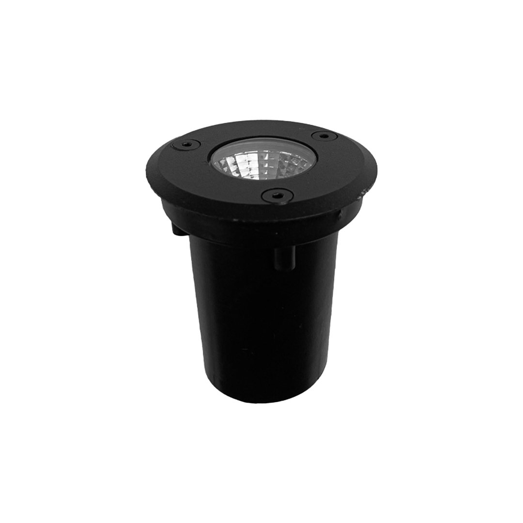 Balizador de Piso Led Redondo Embutir 5w 3000k Branco Quente Bivolt Preto