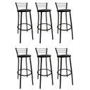 Ver imagem 1 de Kit 6 Banquetas Bistrô Aço Pintura Epóxi Preta Assento Preto