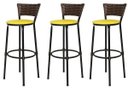 Ver imagem 1 de Kit 3 Banquetas Bistrô Aço Junco Capuccino Assento Amarelo