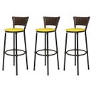 Ver imagem 1 de Kit 3 Banquetas Bistrô Aço Junco Capuccino Assento Amarelo