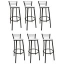 Ver imagem 1 de Kit 6 Banquetas Bistrô Aço Pintura Epóxi Preta Assento Branco