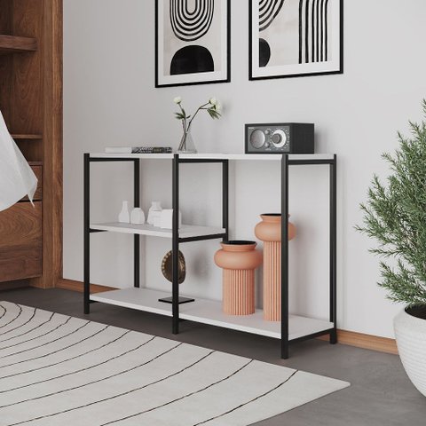 Aparador Industrial Artesania Preto e Branco 120cm