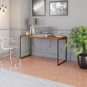 Ver imagem 1 de Mesa Escrivaninha Retangular Industrial 136x60cm em MDP com Estrutura Metálica Canela Preto Fosco