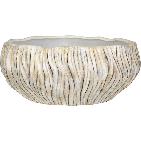 Centro Mesa Decorativo Fruteira Home&co Cerâmica 10x30x30cm Branco