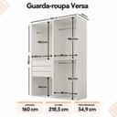 Ver imagem 3 de Guarda Roupa Modulado Versa MDF 4 Portas com 3 Cabideiros 3 Gavetas e 2 Prateleiras