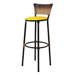 Banqueta Bistrô Aço Junco Sintetico Degrade Assento Amarelo - 1