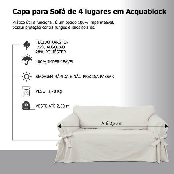 Capa Protetor de Sofá 4 lugares Impermeável Acquablock Cor:Bege - 3