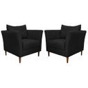 Ver imagem 1 de Kit 2 Poltronas Decorativa Sala de Estar Pés Palito Lubbock Couro Preto - Gran Belo
