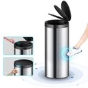 Ver imagem 6 de Lixeira Automática Redonda 50l com Sensor Prática e Moderna Cor:aço Inox