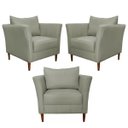 Ver imagem 1 de Kit 3 Poltronas Decorativa Sala de Estar Pés Palito Lubbock Couro Fendi - Gran Belo