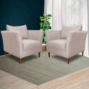 Ver imagem 6 de Kit 3 Poltronas Decorativa Sala de Estar Pés Palito Lubbock Couro Off White - Gran Belo