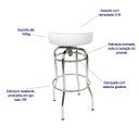 Ver imagem 3 de Kit 2 Unidades Banqueta Altura 65cm Bar Giratória Cromada assento branco Poltronas do Sul Banqueta B