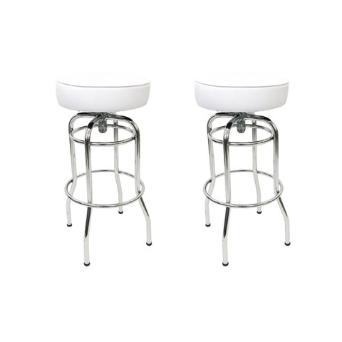Kit 2 Unidades Banqueta Altura 65cm Bar Giratória Cromada assento branco Poltronas do Sul Banqueta B