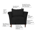 Ver imagem 2 de Kit 3 Poltronas Decorativa Sala de Estar Pés Palito Lubbock Couro Preto - Gran Belo