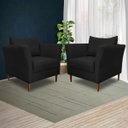 Ver imagem 6 de Kit 3 Poltronas Decorativa Sala de Estar Pés Palito Lubbock Couro Preto - Gran Belo