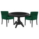Ver imagem 1 de Mesa de Jogos Carteado Montreal Redonda Tampo Reversível Preto com 2 Cadeiras Vicenza Verde - Gran