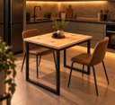 Ver imagem 1 de Mesa de Jantar Reforçada Industrial 110x80cm Tampo Bege Pés Preto