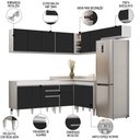 Ver imagem 3 de Armário de Cozinha Modulado de Canto 7 Peças Cp19 Balcão sem Tampo Branco/preto - Lumil Lumil Móveis