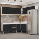 Ver imagem 2 de Armário de Cozinha Modulado de Canto 7 Peças Cp19 Balcão sem Tampo Branco/preto - Lumil Lumil Móveis