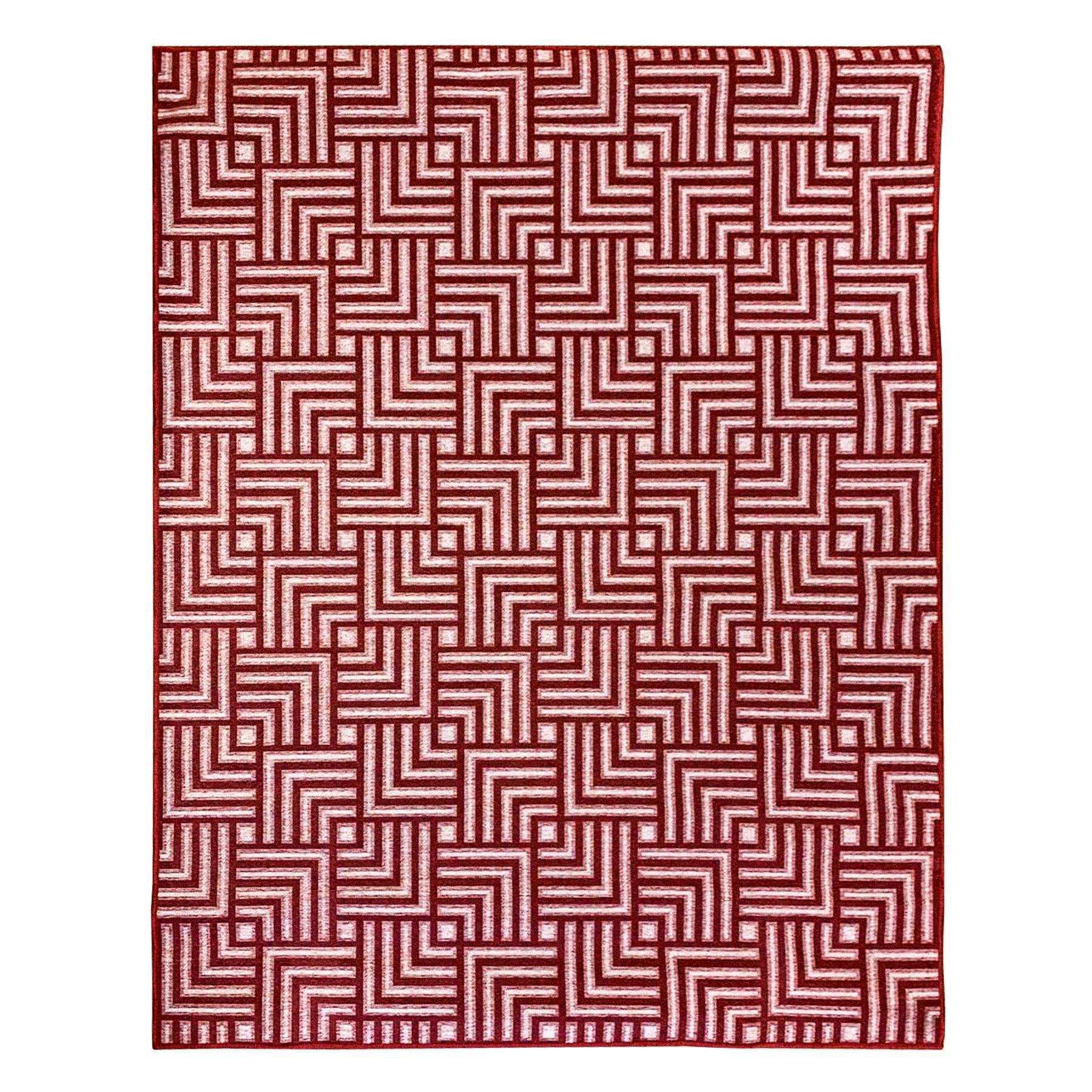 Tapete Sala Moderno Geometrico Tabuleiro 200X250 Cm Vermelho - 1