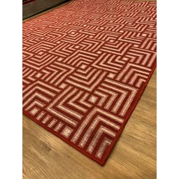 Tapete Sala Moderno Geometrico Tabuleiro 200X250 Cm Vermelho - 4