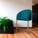 Ver imagem 2 de Poltrona Banqueta Decorativa Mia Suede Base Metal Dourada - Estopar Poltrona Mia Suede Azul Turquesa