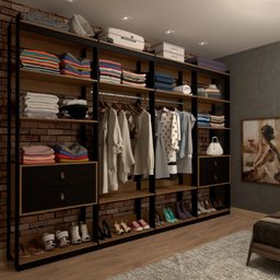 Closet Industrial Marseille 4 Gavetas 8 Prateleiras 2 Cabideiros Black/brise - Panorama Móveis - 1 Closet Industrial Marseille 4 Gavetas 8 Prateleiras 2 Cabideiros Black/brise - Panorama Móveis - 1