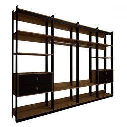 Closet Industrial Marseille 4 Gavetas 8 Prateleiras 2 Cabideiros Black/brise - Panorama Móveis - 3 Closet Industrial Marseille 4 Gavetas 8 Prateleiras 2 Cabideiros Black/brise - Panorama Móveis - 3