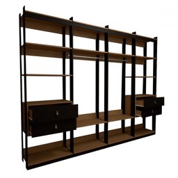 Closet Industrial Marseille 4 Gavetas 8 Prateleiras 2 Cabideiros Black/brise - Panorama Móveis - 4 Closet Industrial Marseille 4 Gavetas 8 Prateleiras 2 Cabideiros Black/brise - Panorama Móveis - 4