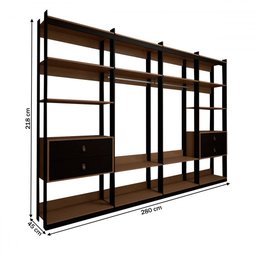 Closet Industrial Marseille 4 Gavetas 8 Prateleiras 2 Cabideiros Black/brise - Panorama Móveis - 5 Closet Industrial Marseille 4 Gavetas 8 Prateleiras 2 Cabideiros Black/brise - Panorama Móveis - 5