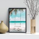 Ver imagem 1 de Quadro Decorativo Balanço na Praia 24x18cm - com Vidro:moldura Preta