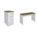 Ver imagem 2 de Escrivaninha Mesa Escritório Gaveteiro 2 Gavetas com Nicho Toq Branco/Olmo Artany