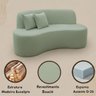 Sofá Ondulado Orgânico Pequeno 2 Lugares Sala Bouclé:bouclé Verde - 4