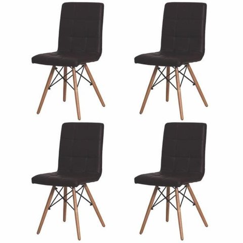 Kit 4 Cadeiras Charles Eames Gomos Preta