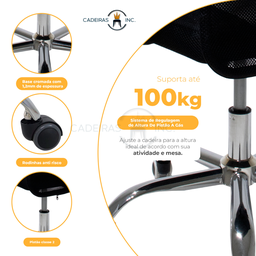 Kit 2 Cadeiras de Escritório Presidente Cairo com Relax Regulagem Giratória Mesh Pretas - 5