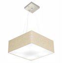 Ver imagem 1 de Lustre Pendente Quadrado Vivare Md-4194 Cúpula em Tecido 12/40x40cm - Bivolt - Rustico Bege - Bivolt
