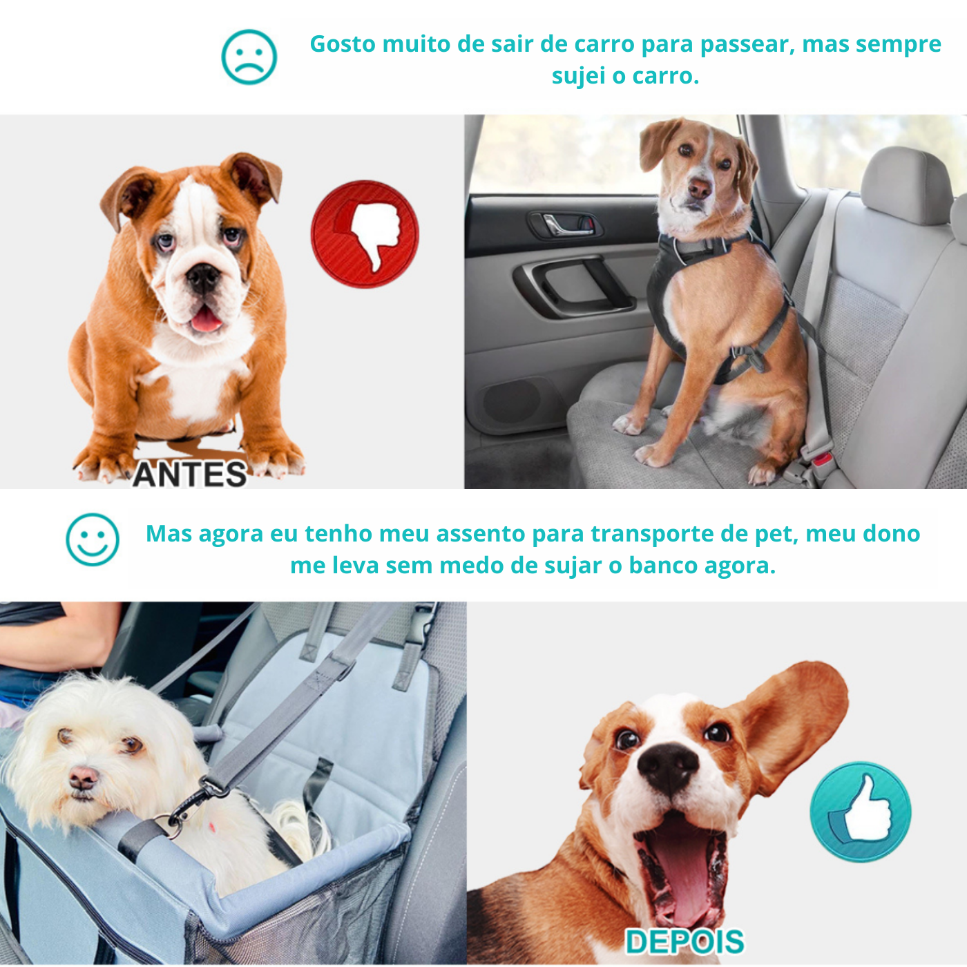 Cadeirinha Assento Pet Carro Transporte Cão Gato Cinza - 6