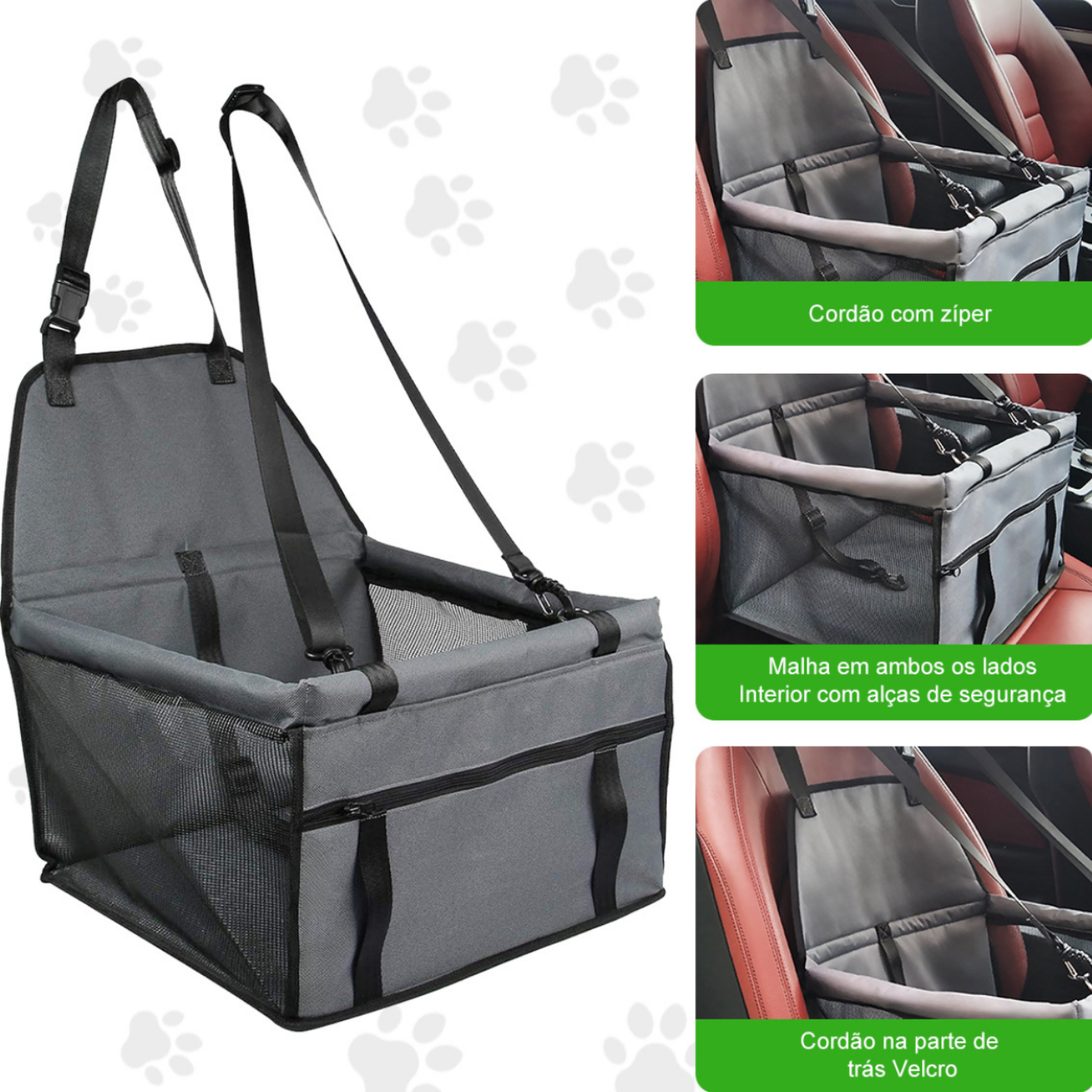 Cadeirinha Assento Pet Carro Transporte Cão Gato Cinza - 7