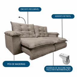 Sofá Retrátil Reclinável Extremamente Confortável Gávea 2,50m - 5 Sofá Retrátil Reclinável Extremamente Confortável Gávea 2,50m - 5
