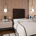 Ver mais imagens de Cabeceira Solteiro 90 Cm com Frame Cristal Corino Marrom Artte