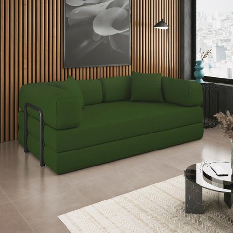 Sofá Cama Colchão de Espuma À Vácuo Compactair Sala Balaqui - Verde