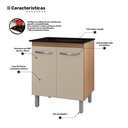 Ver imagem 3 de Balcão para Cooktop Jady 70cm 02 Portas com Tampo Recortado Savana Off White - Desk Design