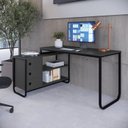 Ver imagem 1 de Mesa Escrivaninha de Canto Estilo Industrial Cobre/Grafite/Preto