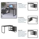 Ver imagem 5 de Mesa Escrivaninha de Canto Estilo Industrial Cobre/Grafite/Preto