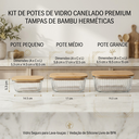 Ver mais imagens de Kit Potes Herméticos de Vidro Retangulares com Tampa de Bambu Organizador de Cozinha