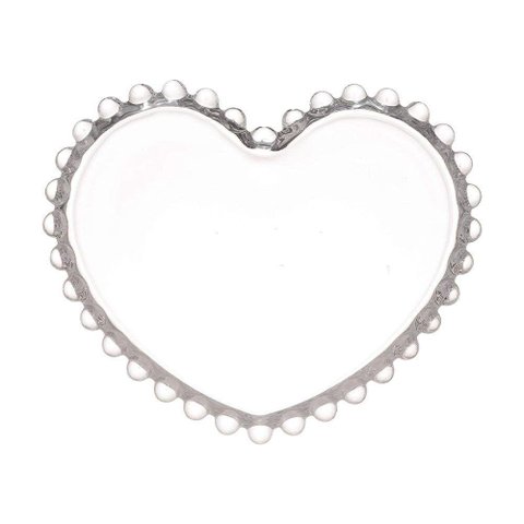 Pratro Sobremesa Cristal Transparente Coração 18×15,5cm