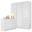 Ver imagem 1 de Cômoda e Guarda Roupa Infantil Blenda Branco Acetinado - Phoenix Baby